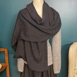 Vintage Made in USA Brocade / Sheer Reversible Scarf